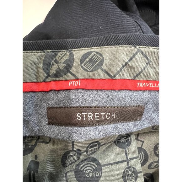 PT Torino PT01 Traveller Slim Fit Performance Wool Trousers in Navy - Picture 4 of 5